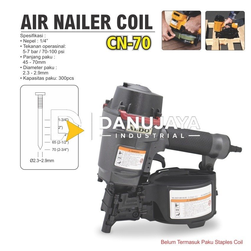 AIR NAILER COIL CN - 70 / PNEUMATIC COIL NAILER / MESIN PAKU TEMBAK PALLET COIL NAIL PALET / ALAT TEMBAK PAKU MERK ALDO