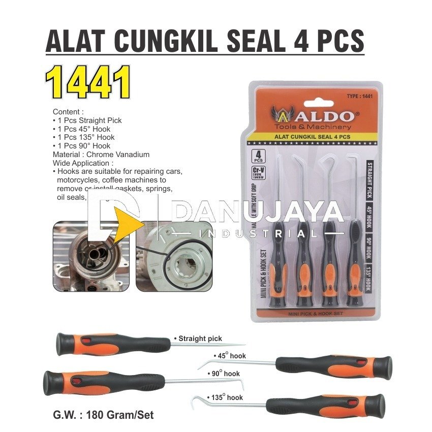 ALAT CUNGKIL SEAL BIJIAN / PELEPAS SEAL ROLLER KARET GEAR / MINI PICK HOOK SINGLE / ALAT CUNGKIL / CUNGKIL BIJIAN MERK ALDOA