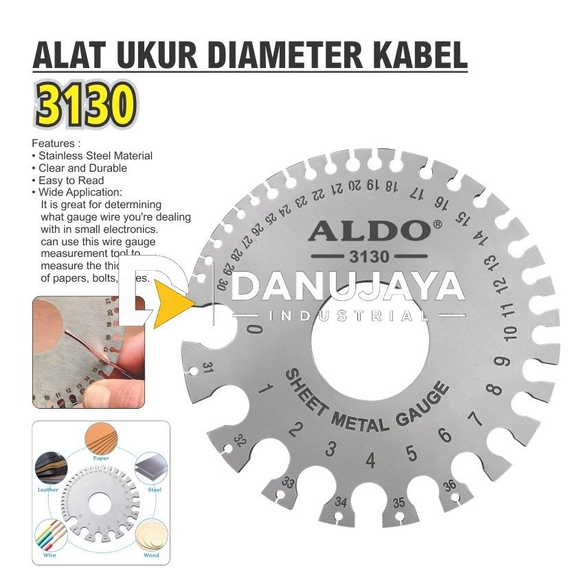 ALAT UKUR DIAMETER KABEL 3130 / SHEET METAL GAUGE / ALAT PENGUKUR DIAMETER UKUR BERBAGAI KAWAT MERK ALDO