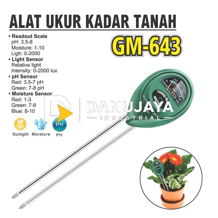 Alat Ukur Kadar Tanah / 3 Way Soil Meter Type : GM-643