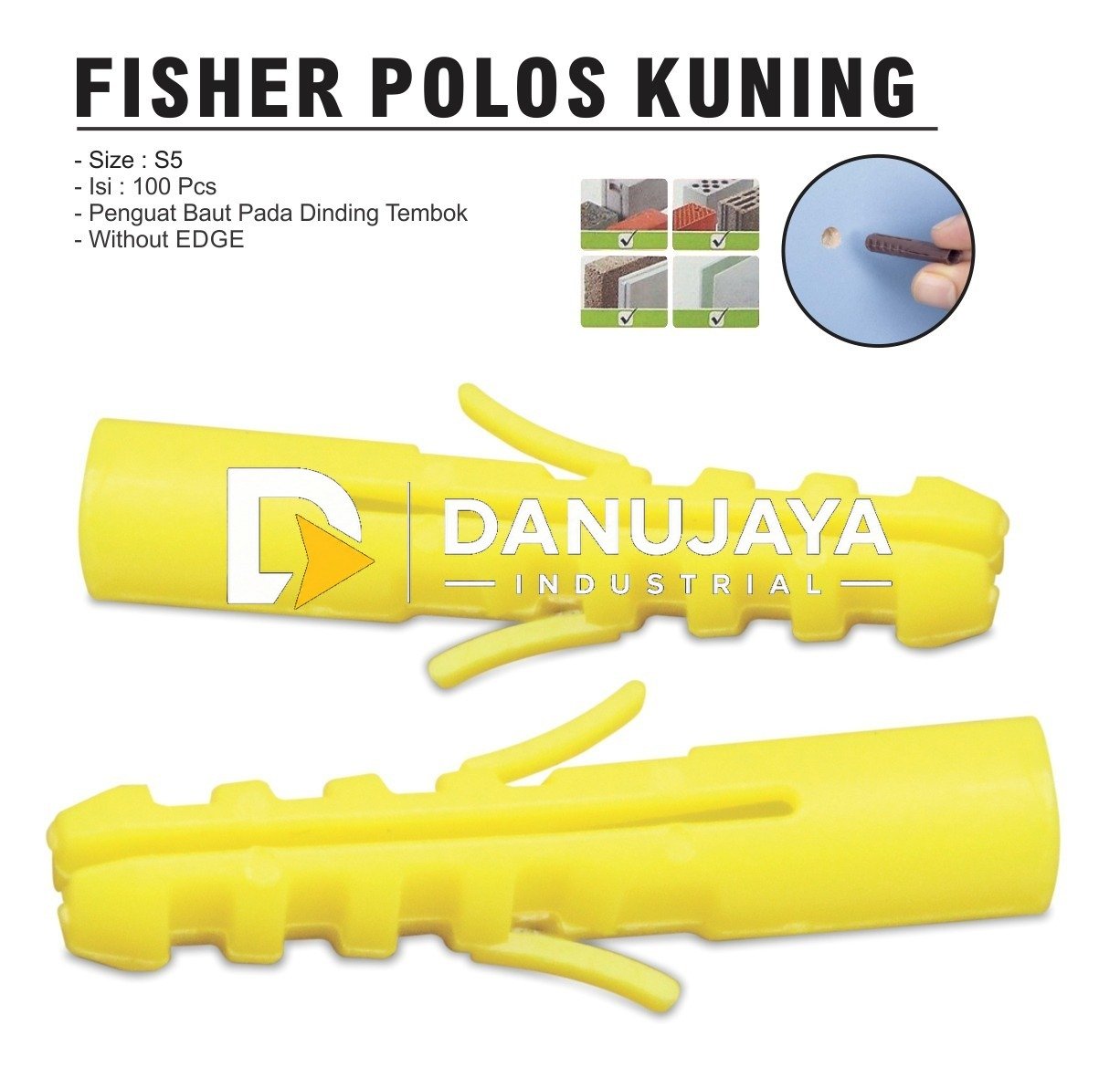ANCHOR KUNING POLOS / PENGUAT ANCHOR LUBANG DINDING POLOS KUNING MERK ALDO