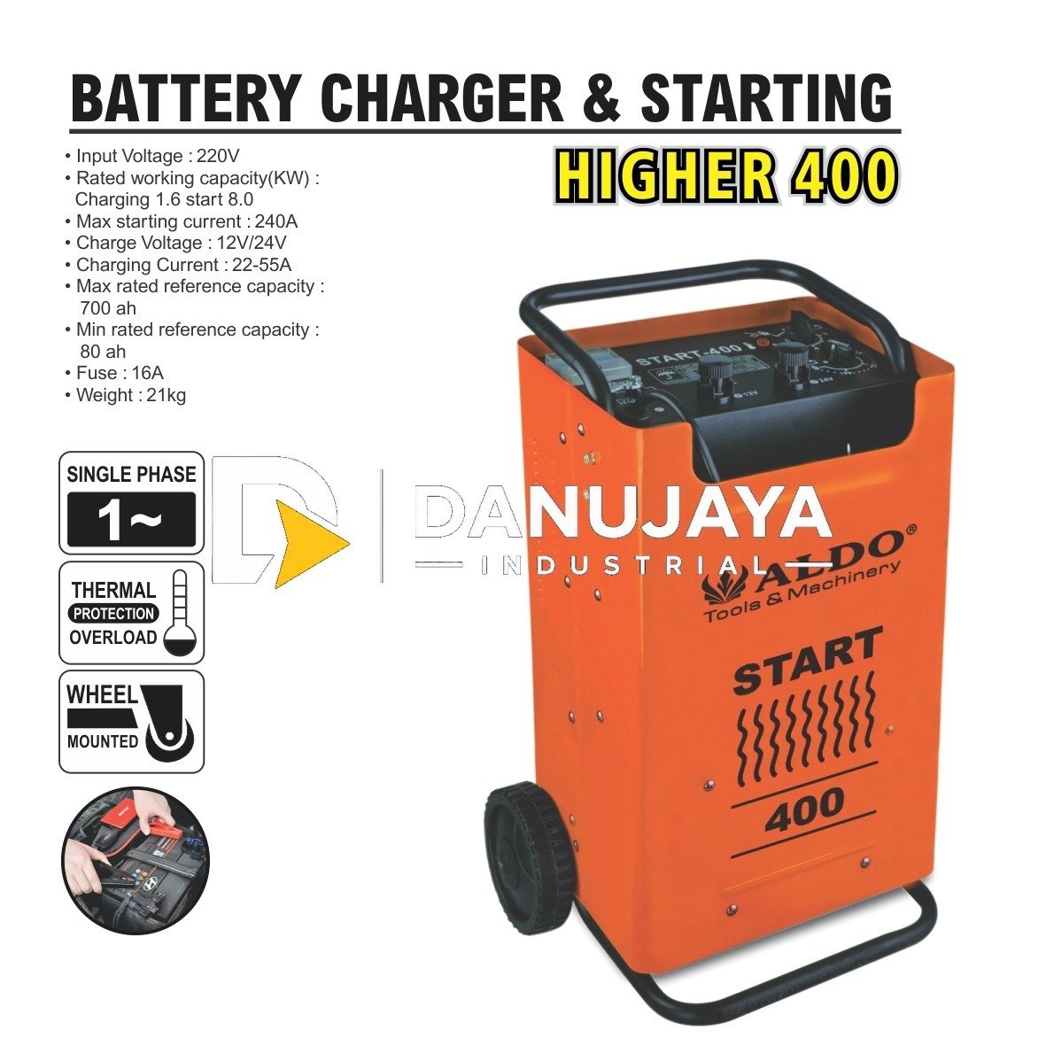 BATERAY CHARGER / CAS AKI / STARTING HIGHER-400 Merk ALDO