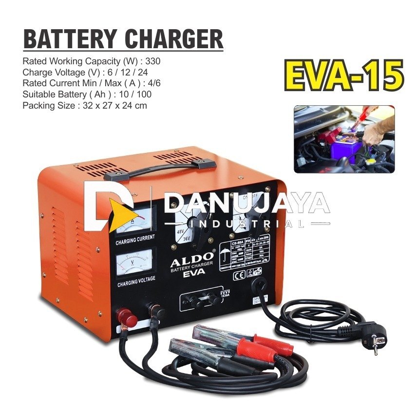 BATTERY CHARGER TYPE EVA / CHARGER ACCU / ALAT CAS AKI / CARGER AKI / ALAT ISI AKI BASAH KERING MERK ALDO