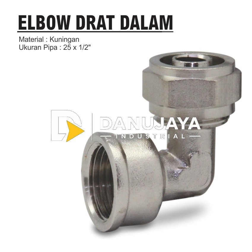 Brass Fitting Elbow Drat Dalam Ukuran 25 x 1"