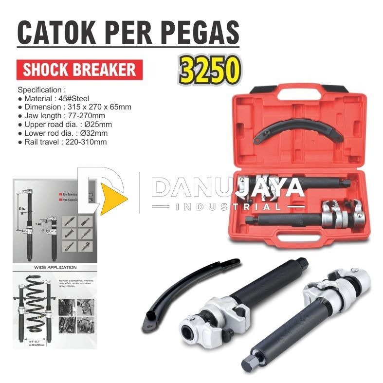 CATOK PER PEGAS SHOCK BREAKER 3250 / CLAW DAMPER SPRING COMPRESSOR / ALAT PERBAIKAN SHOCK MOBIL / 3PCS ALAT KHUSUS SHOCK ABSORBER PERBAIKAN MOBIL MERK ALDO