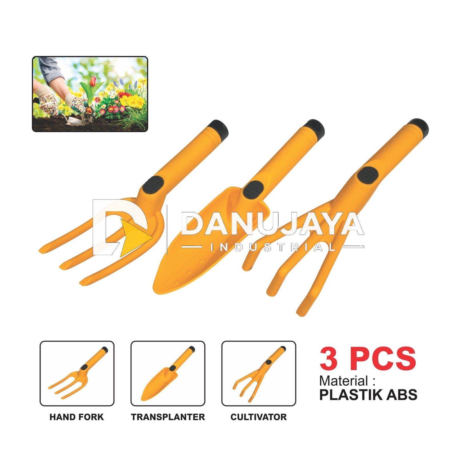CETOK KEBUN 3 PCS (HAND FORK, TRANSPLANTER, CULTIVATOR) MERK ALDO