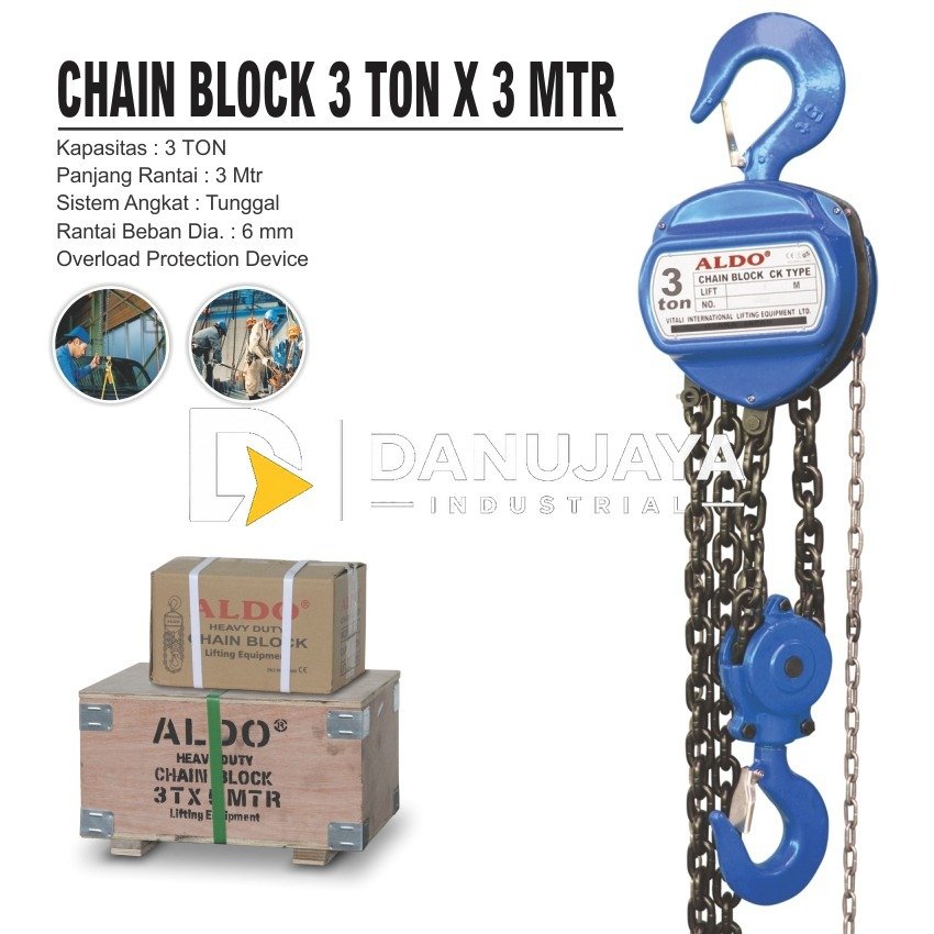 CHAINBLOCK RANTAI 3 METER / CHAIN BLOCK / KATROL / TAKEL / KEREKAN / MERK ALDO