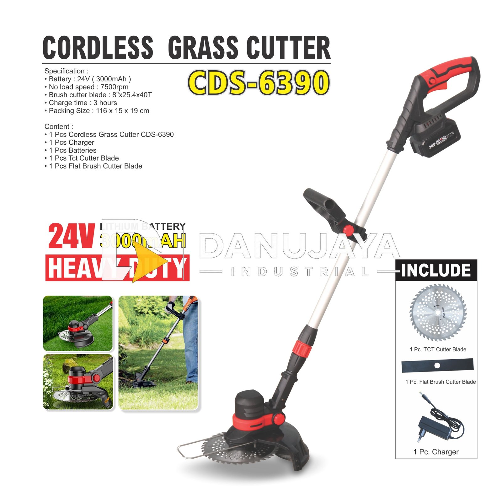 CORDLESS GRASS CUTTER CDS-6390 HD / MESIN POTONG RUMPUT TANPA KABEL
