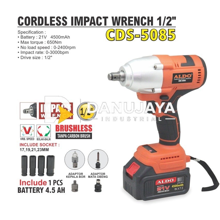 CORDLESS IMPACT WRENCH 1/2" CDS-5085 / MESIN PEMBUKA BAUT TANPA KABEL