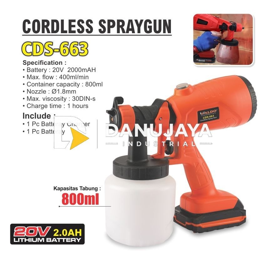 CORDLESS SPRAY GUN CDS - 663 / SPED DIKO BATERAI / CAT SEMPROT ALDO