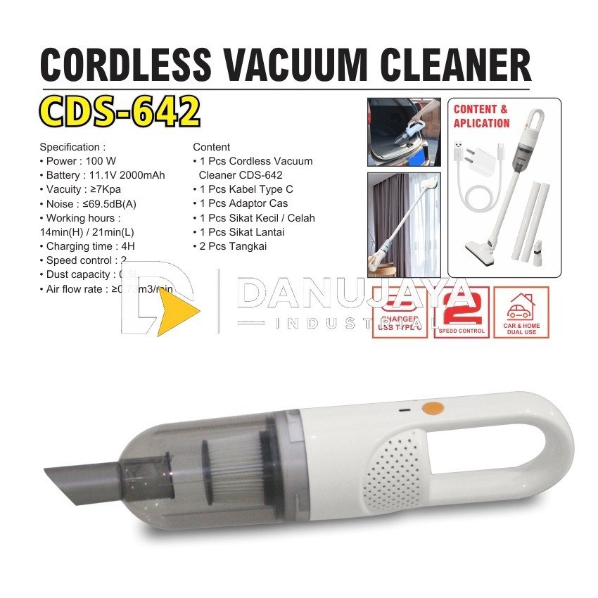 CORDLESS VACUUM CLEANER CDS-642 / MESIN PENYEDOT DEBU TANPA KABEL ALDO