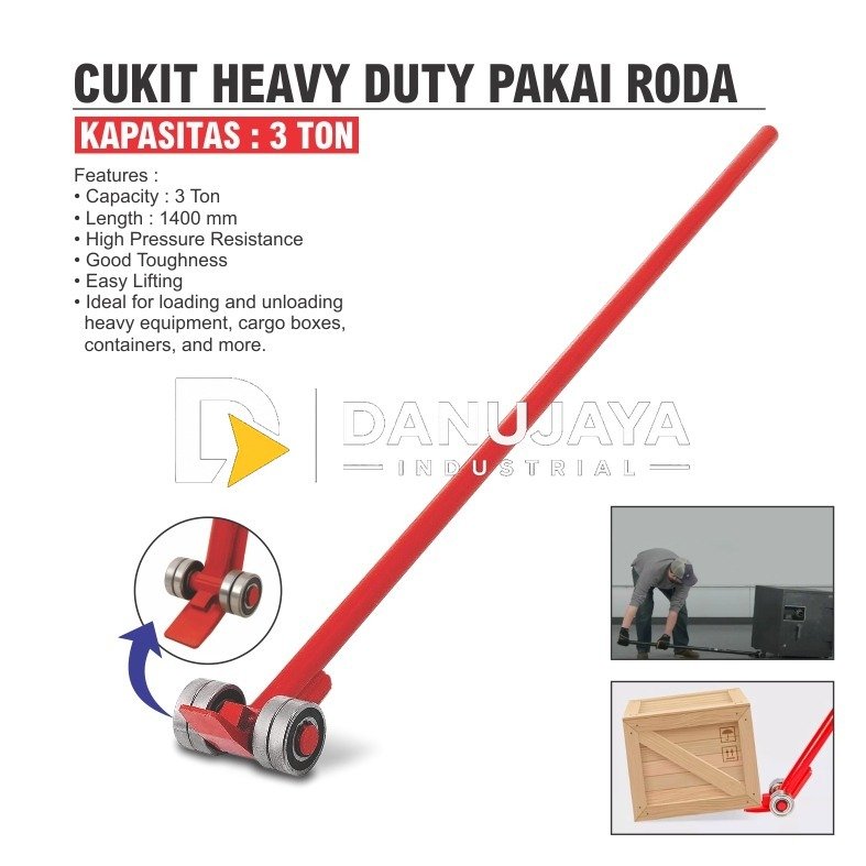 CUKIT HEAVY DUTY PAKAI RODA / RULLER CROW BAR / ALAT ANGKAT PEMINDAH BARANG BERAT / ALAT BANTU ANGKUT PINDAH BARANG MERK ALDO