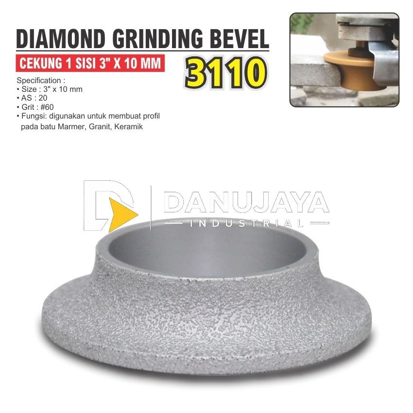DIAMOND GRINDING BEVEL 3" CEKUNG 1 SISI / MATA GRINDING BEVEL / MATA GERINDA PINGUL / MATA PROFIL GRANIT MERK ALDO