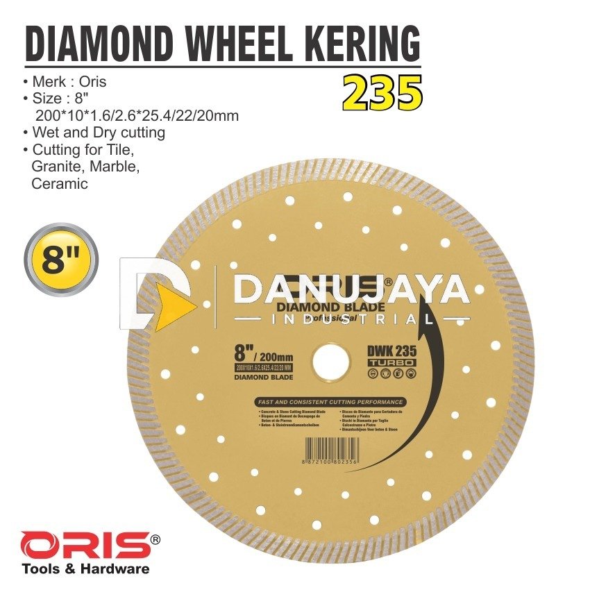 DIAMOND WHEEL KERING TURBO 8" TYPE : 235 / MATA GERINDA POTONG / MATA PISAU ORIS