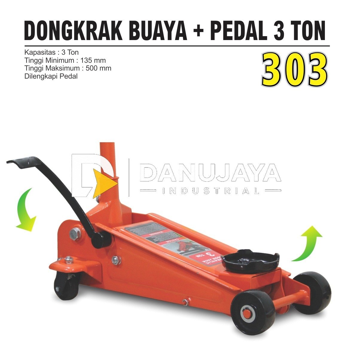 DONGKRAK BUAYA + TUAS 3 TON TYPE : 305 / FLOOR JACK WITH TUAS / HIDROLIK ALAT ANGKAT MOBIL SERVICE