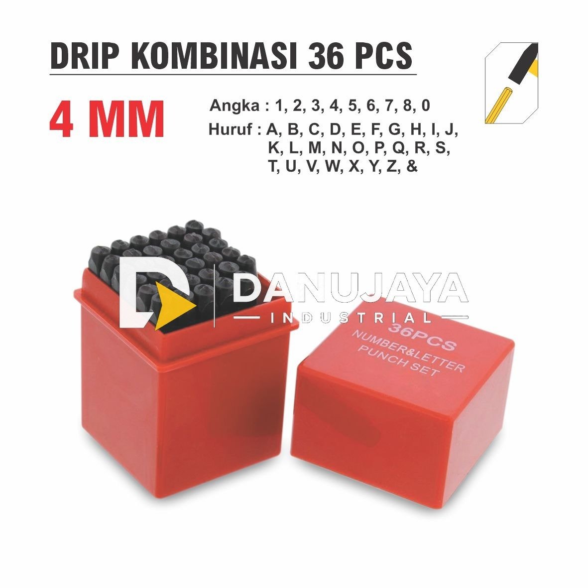 DRIP KOMBINASI ANGKA & HURUF 36 PCS - 6 MM