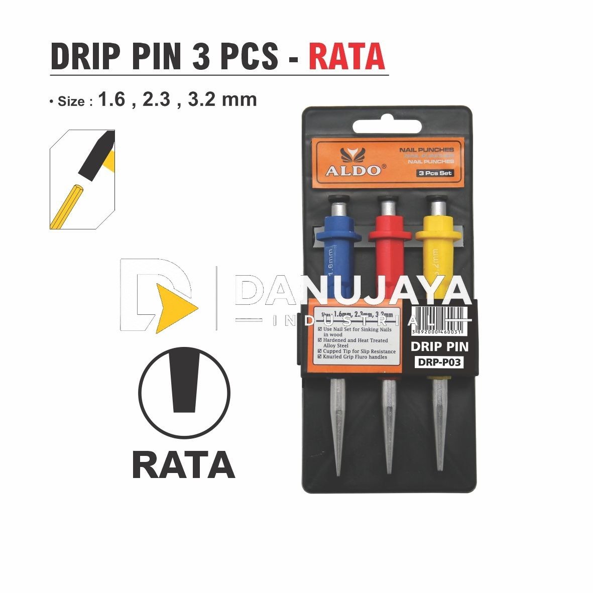 DRIP PIN 3 PCS RATA / NAIL PUNCHES MERK ALDO