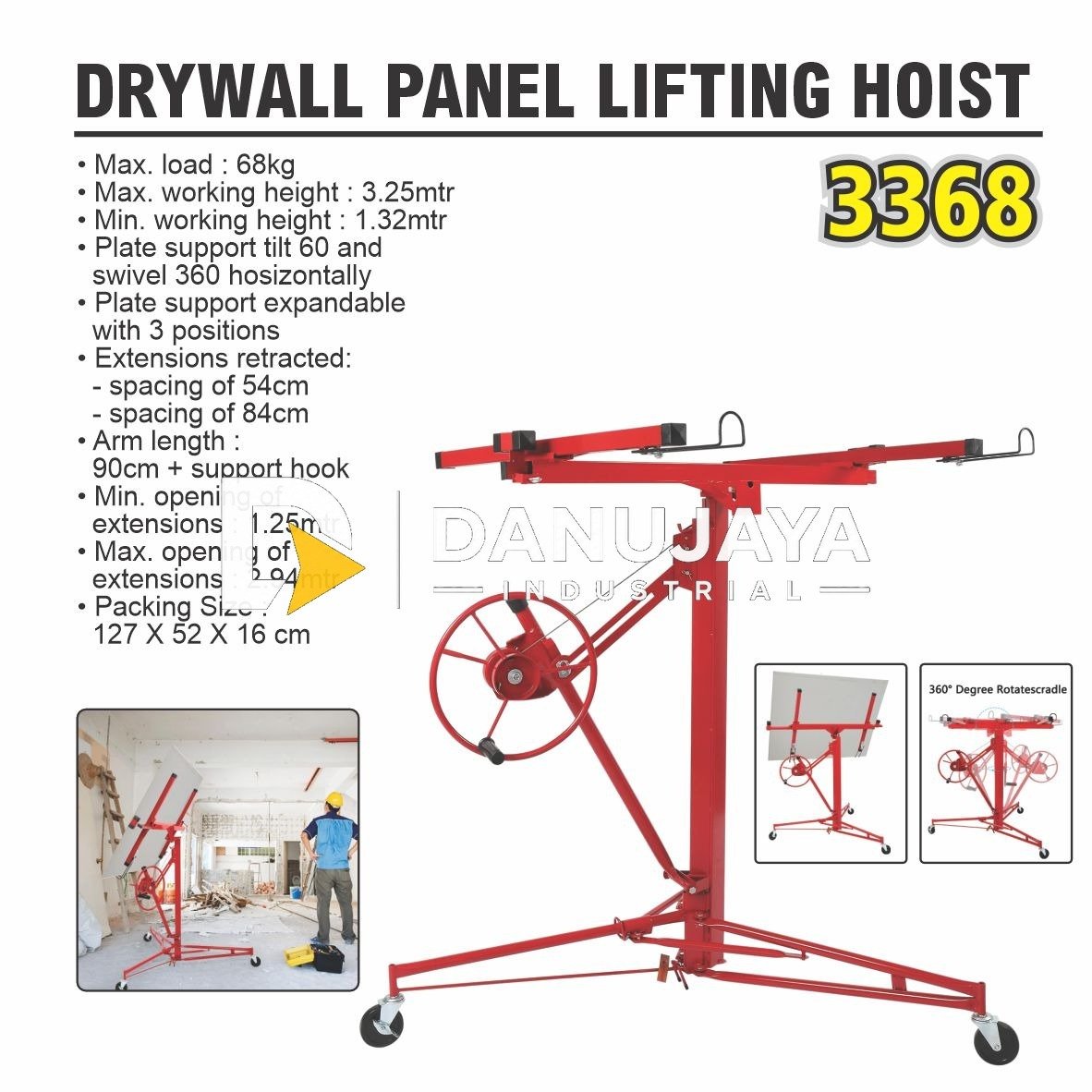 DRYWALL PANEL LIFTING HOIST 3368 / ALAT ANGKAT DRYWALL CRANE / PENGANGKAT GYPSUM DRYWALL MERK ALDO