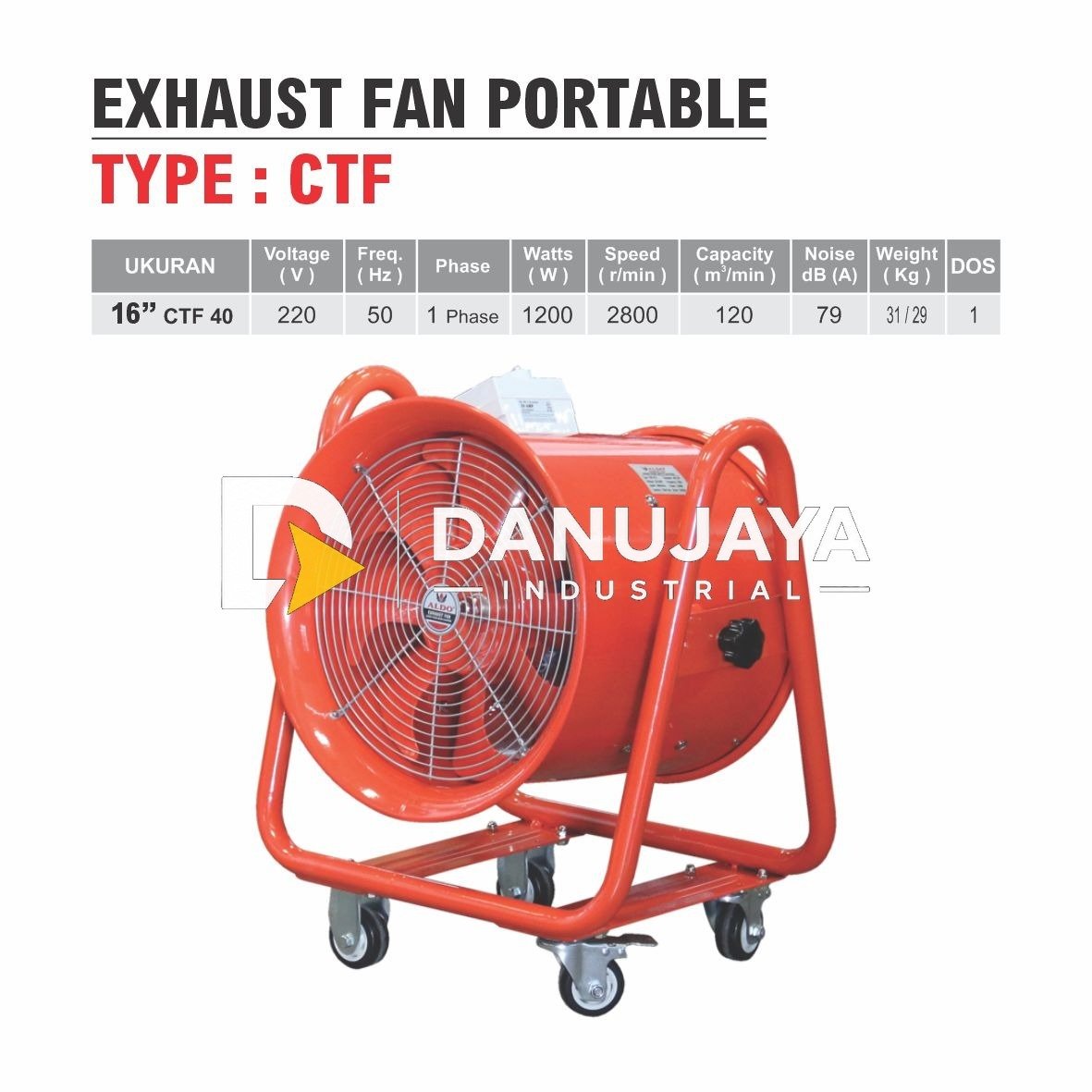 EXHAUST FAN PORTABLE / KIPAS BLOWER 16" (RODA) CTF-40 ALDO