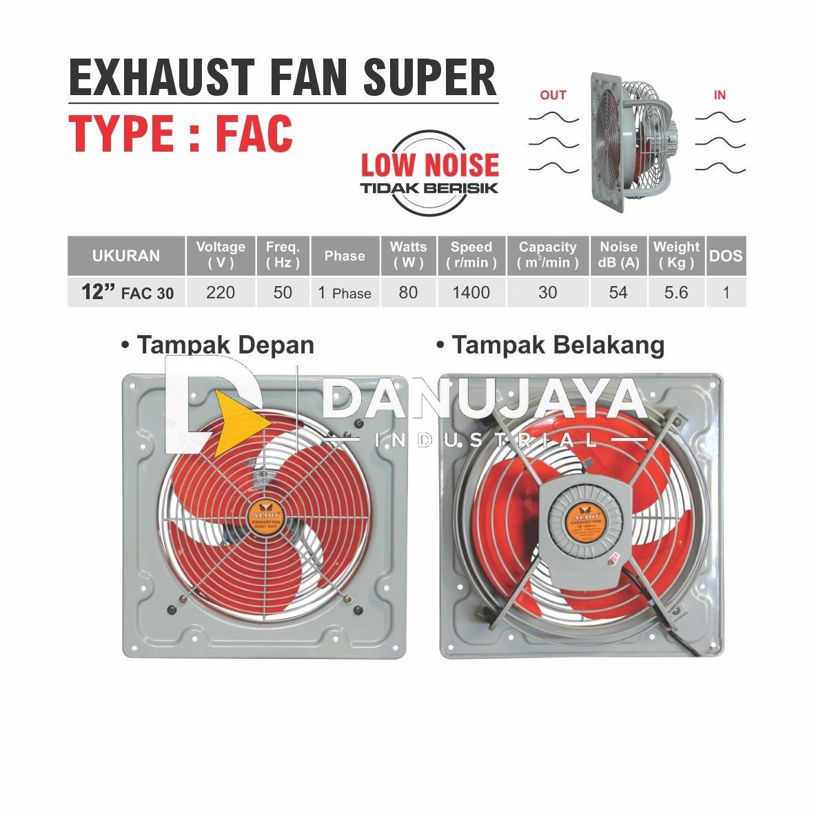 EXHAUST FAN SUPER 12 INCH FAC 30 / KIPAS ANGIN INDUSTRI / DINDING ALDO