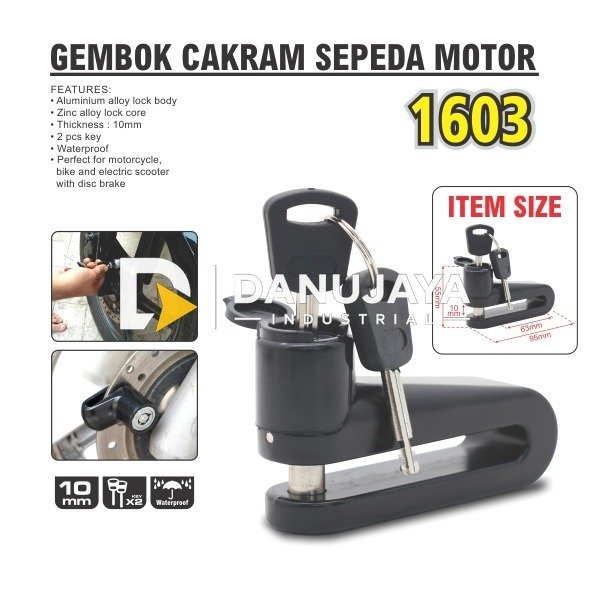 GEMBOK CAKRAM SEPEDA MOTOR 1603 / DISC BRAKE LOCK / GEMBOK CAKRAM KUNCI REM SEPEDA MOTOR / KUNCI CAKRAM ANTI MALING MERK ALDO