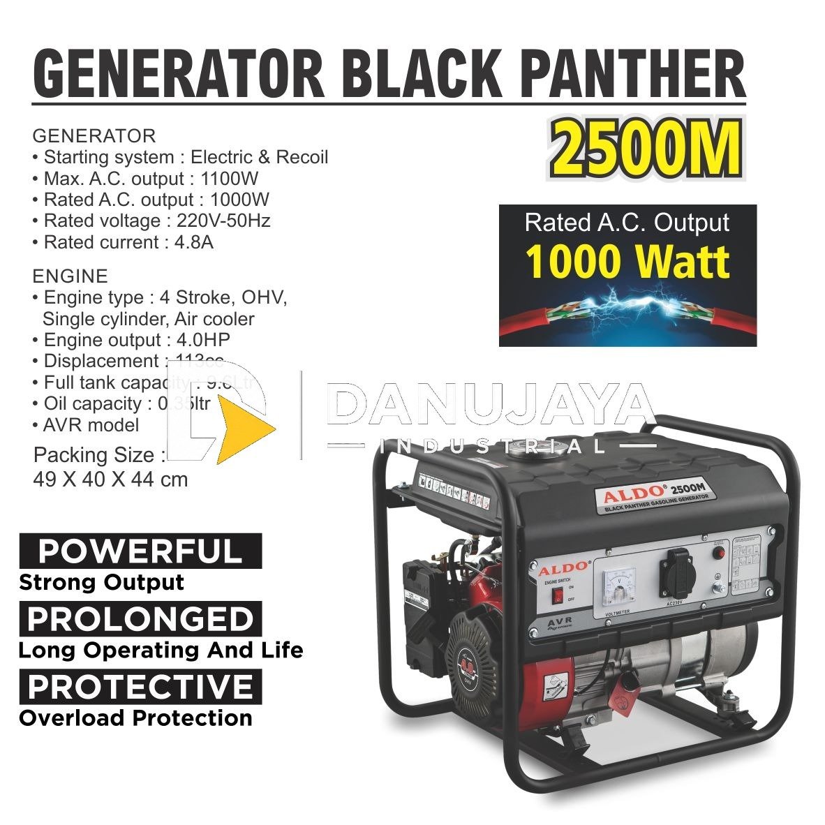 GENERATOR BLACK PANTHER 2500M / GENSET 1000 WAT / GASOLINE GENERATOR MERK ALDO