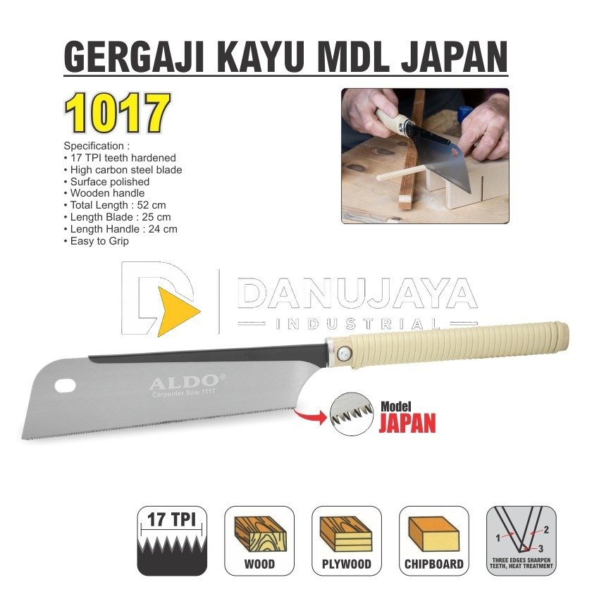 GERGAJI KAYU MODEL JAPAN 1117 / CARPENTER SAW / GERGAJI TANGAN / GERGAJI MANUAL MERK ALDO