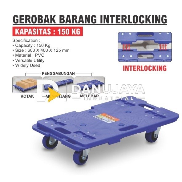 GEROBAK BARANG INTERLOCKING KAPASITAS 150 KG / INTERLOCKING MOVING PLATFORM MERK ALDO