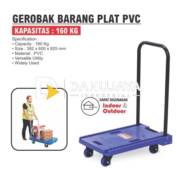GEROBAK BARANG PLAT PVC BIRU KAPASITAS 160 KG / PVC PLATFORM HAND TRUCK / TROLI / TROLLEY BARANG MERK ALDO