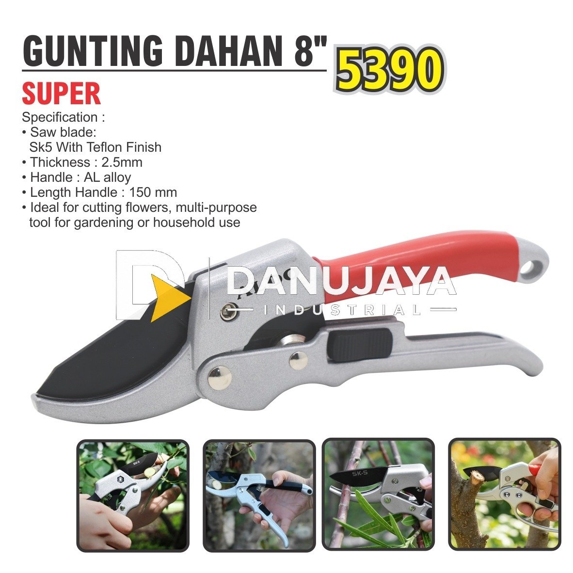 GUNTING DAHAN 8" SUPER 5390 / PRUNING SHEARS HEAVY DUTY / GUNTING RANTING TAMAN BUNGA TANAMAN / ALAT POTONG PEMOTONG RANTING DAHAN MERK ALDO