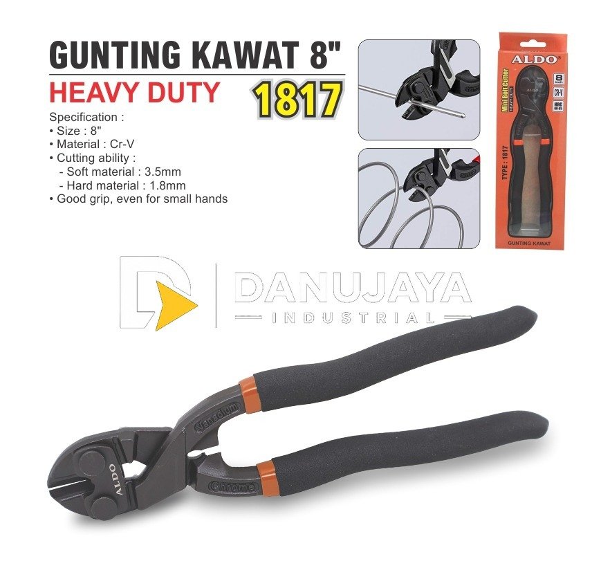 GUNTING KAWAT 8" HEAVY DUTY 1817 / MINI BOLT CUTTER HD MERK ALDO / GUNTING POTONG KAWAT / PEMOTONG KAWAT MERK ALDO