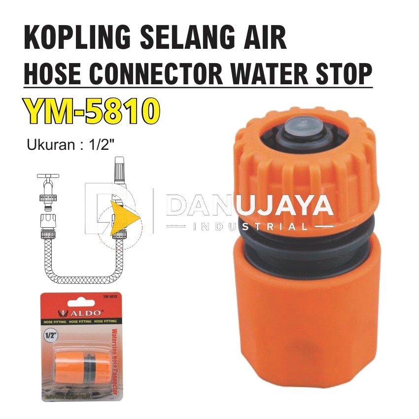 HOSE CONNECTOR WATER STOP 1/2" YM-5810 / KOPLING SELANG AIR / WATER HOUSE COUPLER / HOSE FITTING MERK ALDO