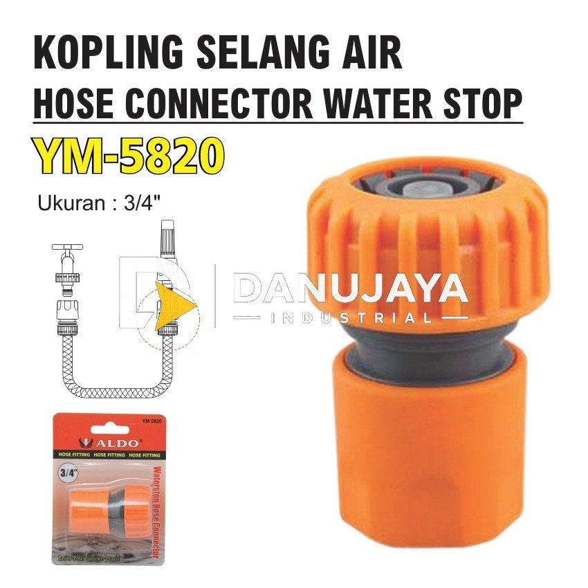 HOSE CONNECTOR WATER STOP 3/4" YM-5820 / KOPLING SELANG AIR / WATER HOUSE COUPLER / HOSE FITTING MERK ALDO