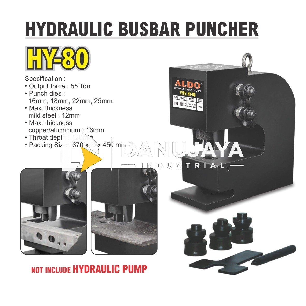 HYDARULIC BUSBAR PUNCHER HY-80 / ALAT PELUBANG HIDROLIK / PELUBANG HYDRAULIC BUSBAR PUNCH / ALAT PEMBUAT LUBANG BUSBAR HYDRAULIC MERK ALDO