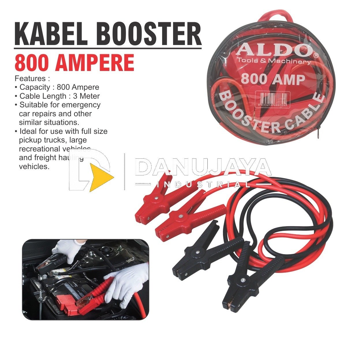 KABEL BOOSTER 800 AMPERE / BOOSTER CABLE 800 AMPERE / KABEL JUMPER PANCINGAN AKI BOOSTER CAR MERK ALDO