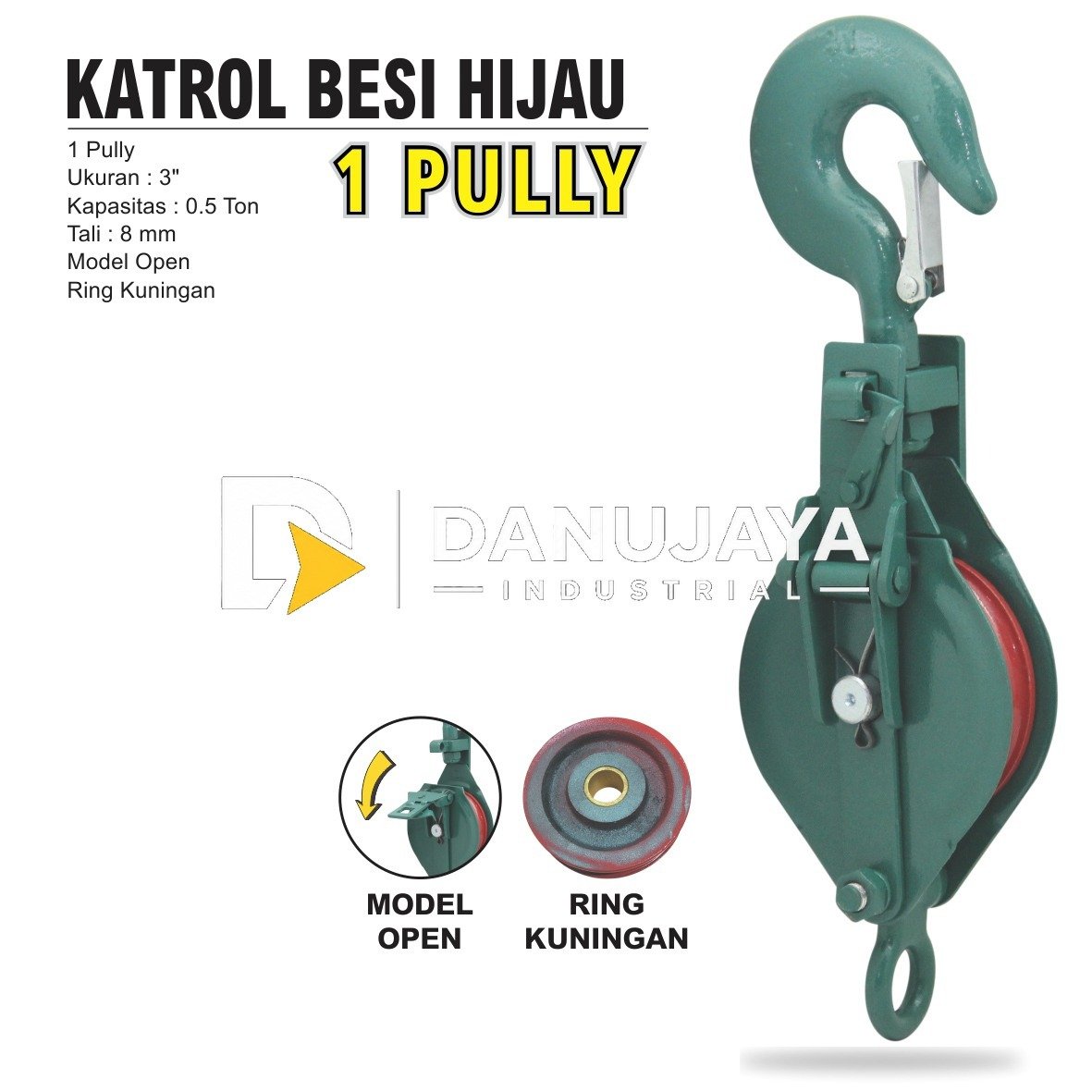 KATROL BESI HIJAU OPEN 2 JALUR / PULLEY MERK ALDO