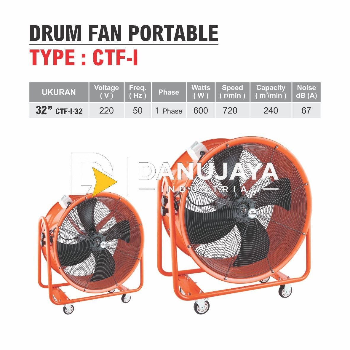 KIPAS TABUNG INDUSTRI / INDUSTRIAL DRUM FAN 32" TYPE : CTF-I 32 ALDO