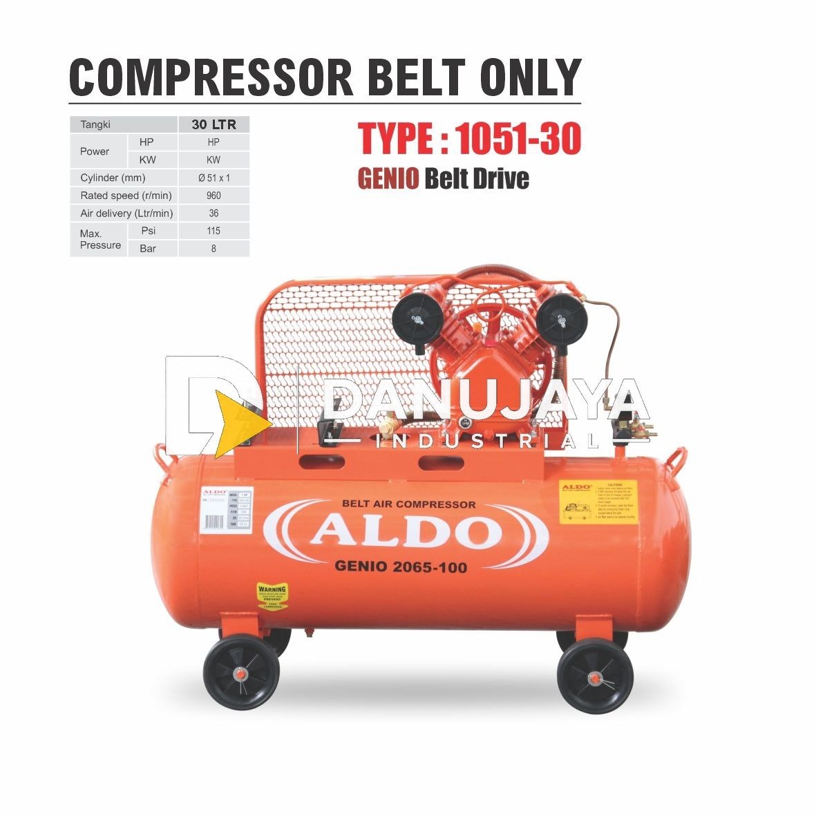 KOMPRESOR ANGIN / COMPRESOR BELT 1 HP (GENIO 2065M-100) + 3 HP ALDO