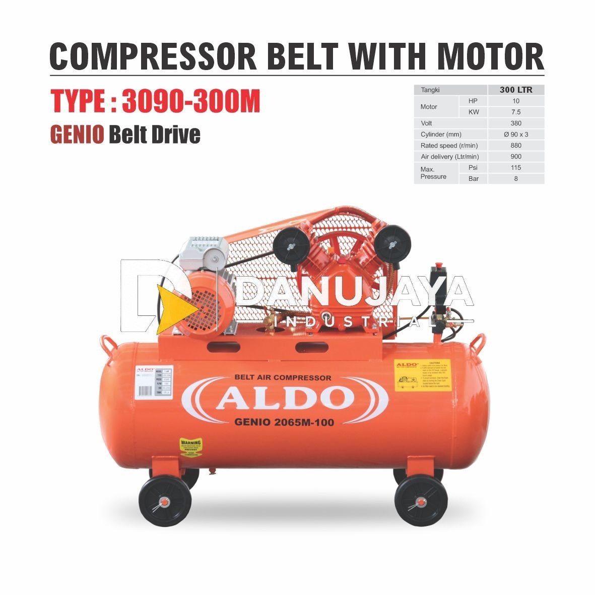 KOMPRESOR ANGIN/ COMPRESOR BELT 7,5 HP (GENIO 3090M-300) +10 HP ALDO