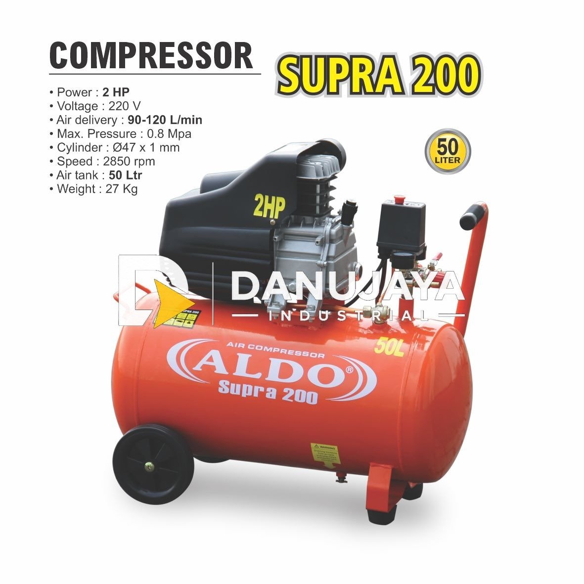 KOMPRESOR / COMPRESOR ANGIN 2 HP 50 LTR SUPRA 200
