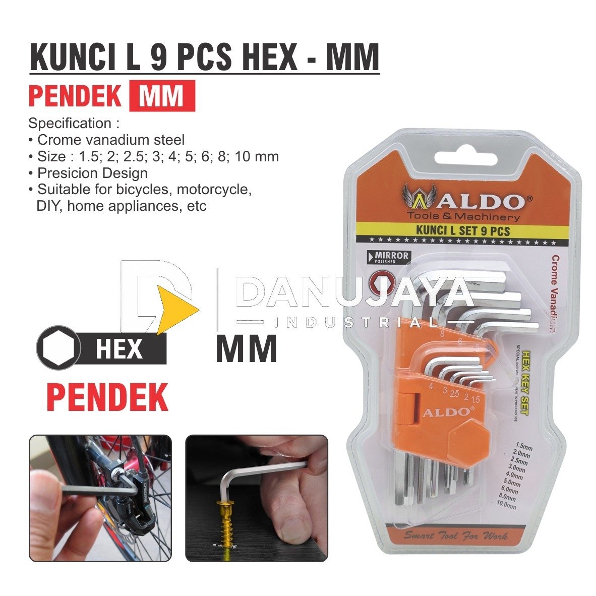KUNCI L 9 PCS PENDEK - 09810 MERK ALDO