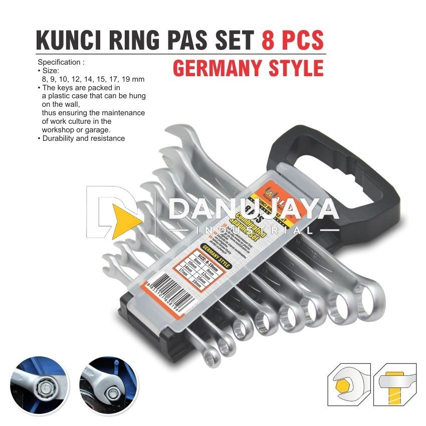 KUNCI RING PAS GERMANY STYLE ISI 6 PCS / COMBINATION WRENCH 19 MM - 32 MM ALDO