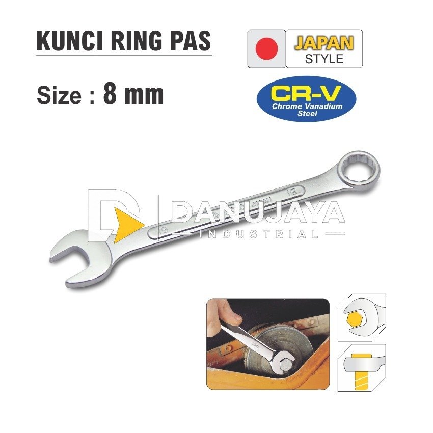 KUNCI RING PAS JAPAN STYLE / COMBINATION WRENCH ALDO 8 MM - 18 MM ALDO