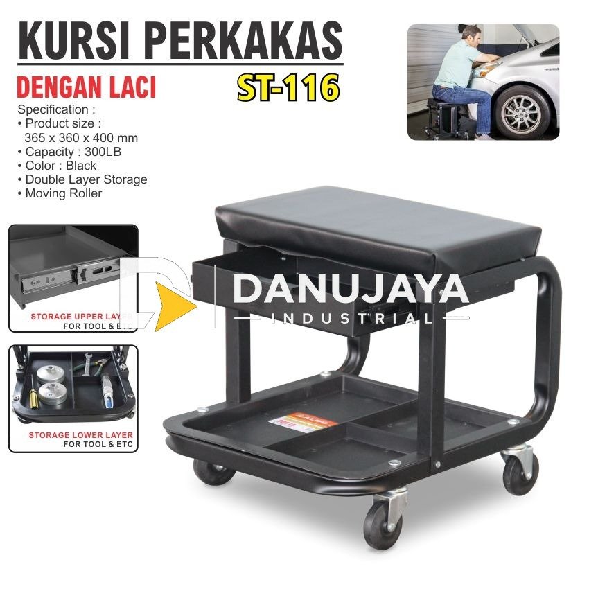 KURSI PERKAKAS DENGAN LACI ST-116 / KURSI MEKANIK / WORKSHOP ALDO