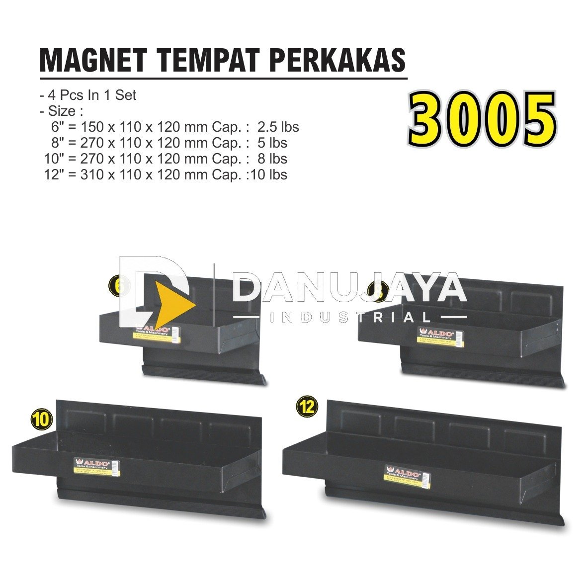 MAGNET TEMPAT PERKAKAS 4 PCS 3050 / MAGNETIC TOOL TRAY SET ALDO