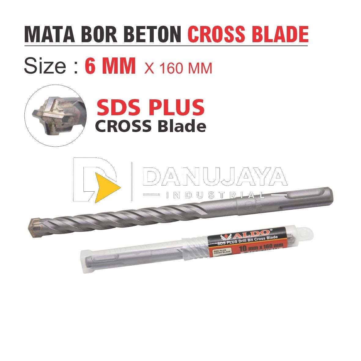 MATA BOR BETON CROSS BLADE SDS PLUS / MASONRY DRILL BIT CROSS BLADE / MATA BOR TEMBOK MERK ALDO
