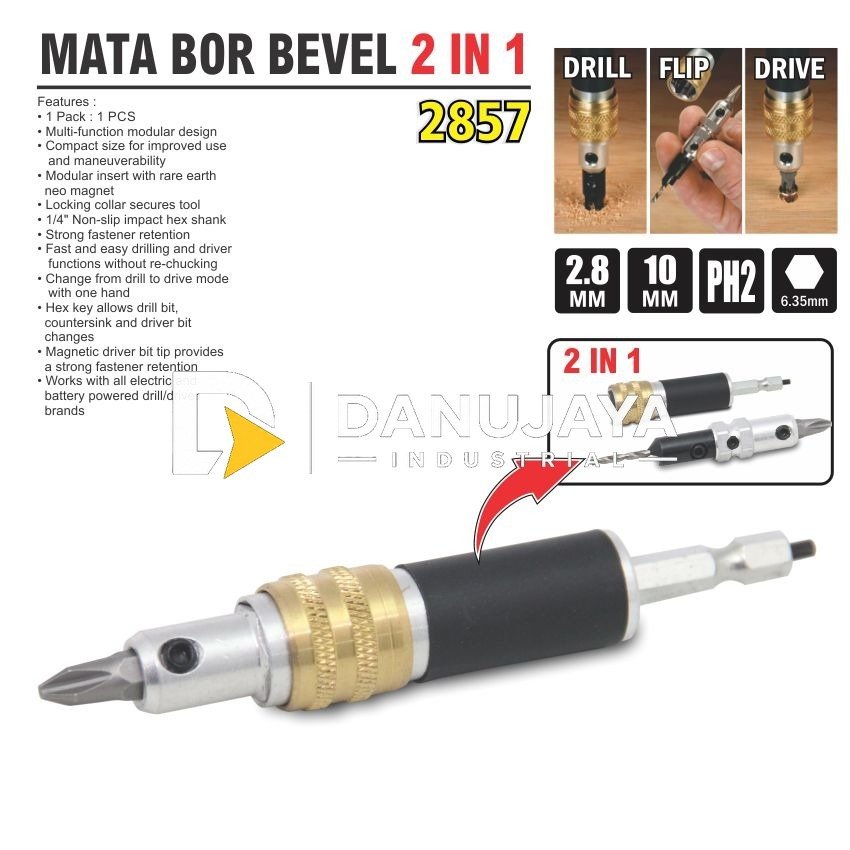 MATA BOR BEVEL 2 IN 1 2857 / KEPALA BOR / DRIVER COUNTERSINK ALDO