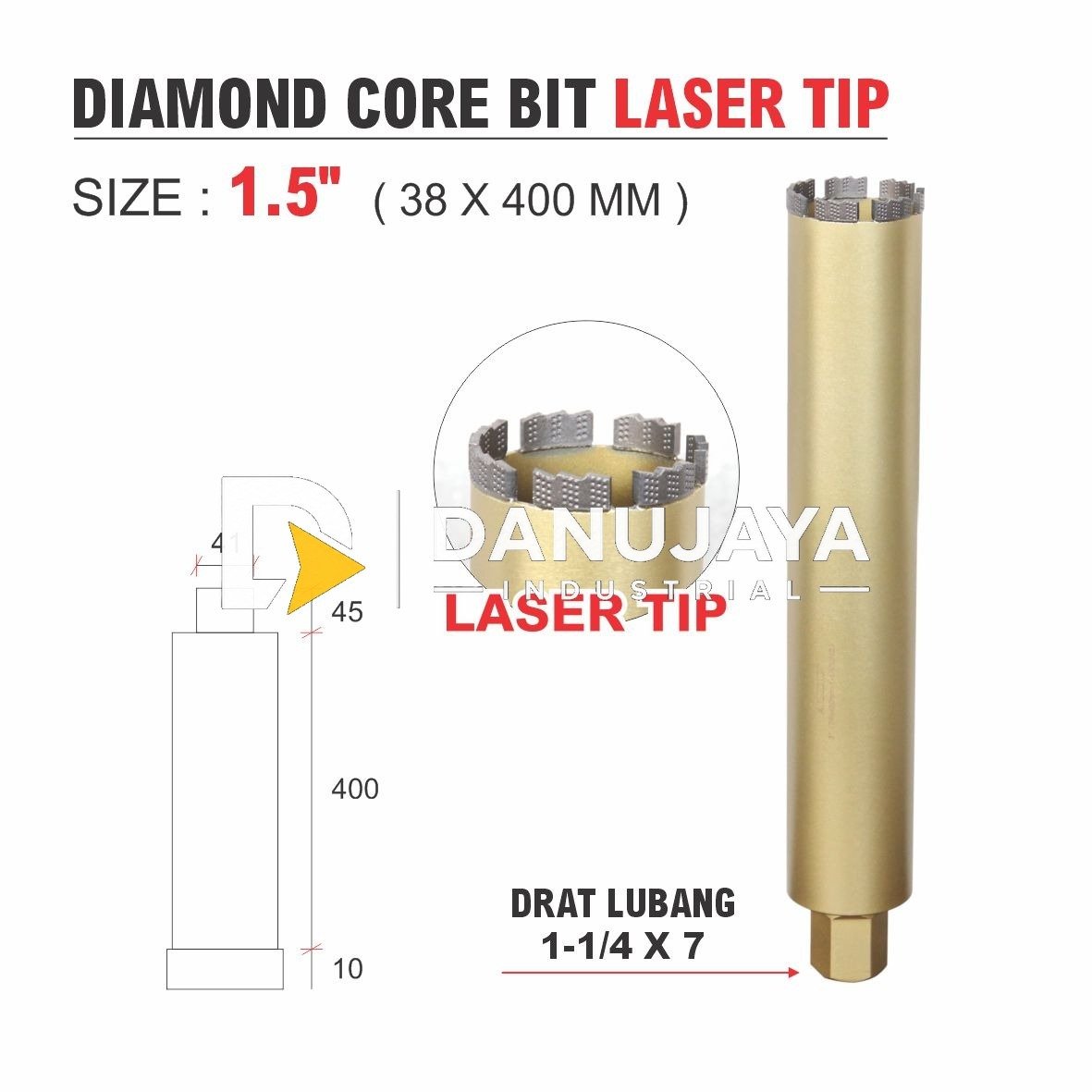 Mata Bor Coring / Diamond Core Bit Laser Tip Ukuran 3.0 " Merk Aldo