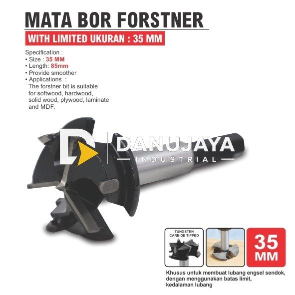 MATA BOR FORSTNER WITH LIMITED UKURAN 35 MM / TCT FORSTNER BIT WITH LIMITED / MATA BOR LUBANG PELUBANG KAYU ENGSEL PINTU MERK ALDO