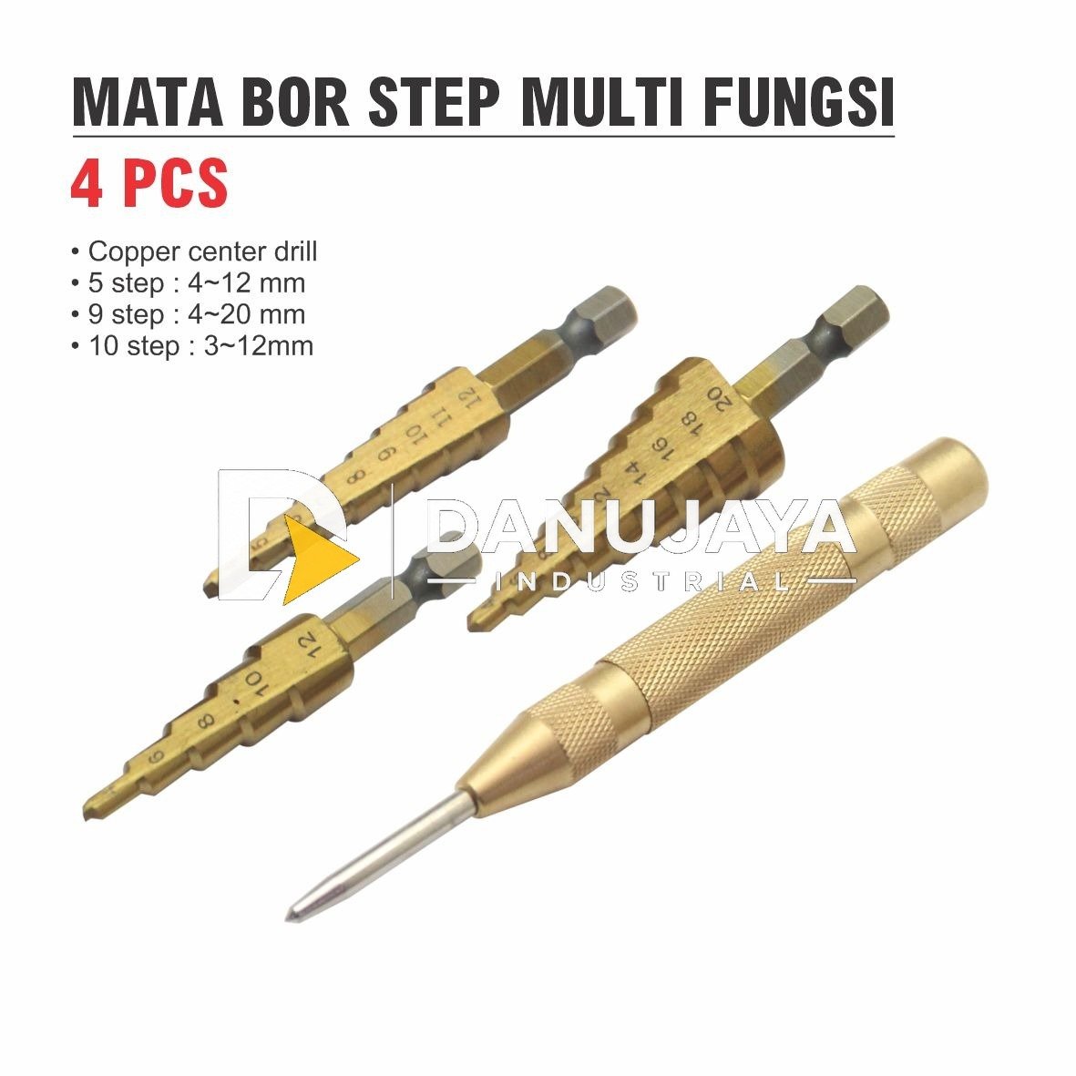 Mata Bor Step Multifungsi 4 Pcs Merk Aldo HSS / mata bor pagoda set